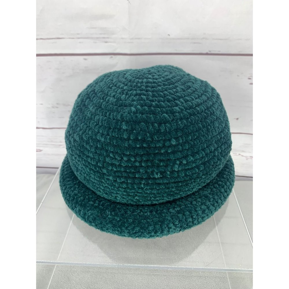 August Velvet Green Bowler‎ Style Rolled Acrylic Hat